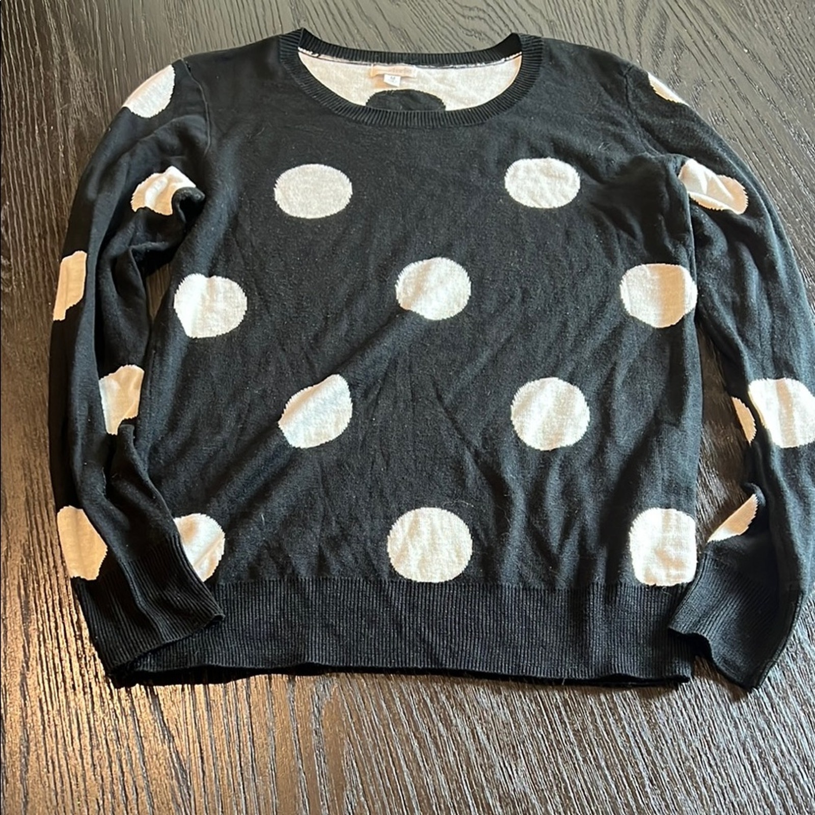 Charming Charlie Black And White Polka Dot Sweater